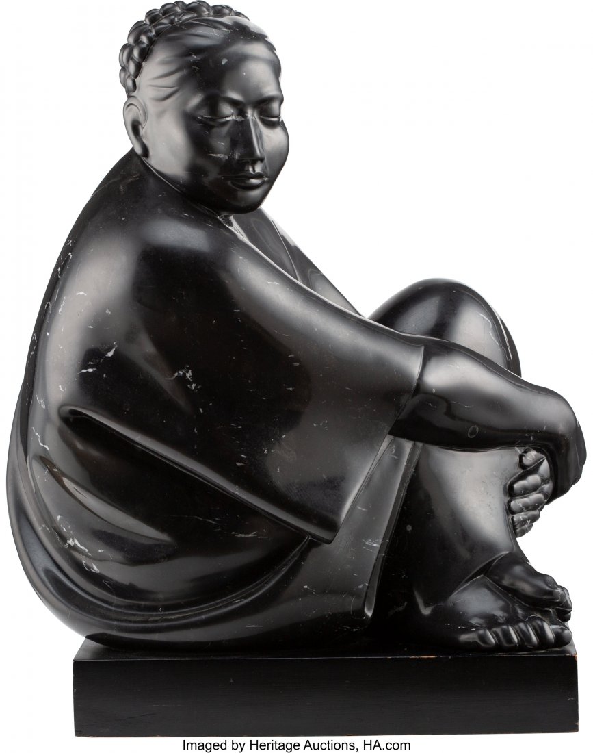 Armando Amaya (Mexican, b. 1935) Seated Woman, 2: Armando Amaya (Mexican, b. 1935) Seated Woman, 20th century Marble 14 x 12 x 10 inches (35.6 x 30.5 x 25.4 cm) on a 2 inch (5.1 cm) wooden base Signed and numbered Amaya 994 HID03101062020 © 2020