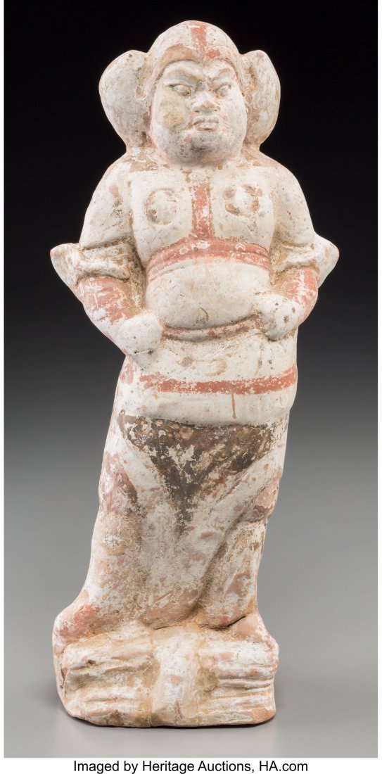 A Chinese Song Dynasty-Style Polychromed Earthen: A Chinese Song Dynasty-Style Polychromed Earthenware Figure, 20th century 12 inches high (30.5 cm) HID03101062020 © 2020 Heritage Auctions | All Rights Reserved