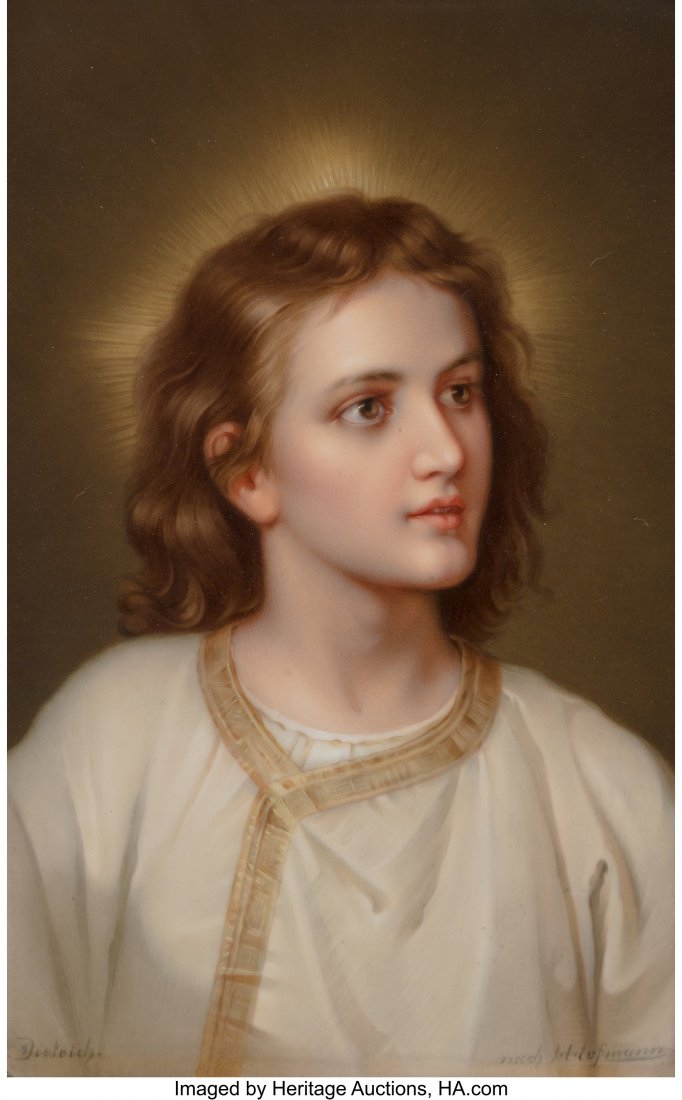A KPM Young Christ Painted Porcelain Plaque by R: A KPM Young Christ Painted Porcelain Plaque by R. Dietrich after Heinrich Hofmann, Germnay, late 19th-early 20th century Marks: R. Dietrich nach Hofmann, (scepter), K.P.M., B, h, 237-158 5-3/4 x 9-1/2