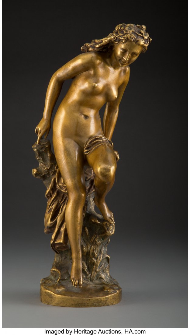 Jean-Baptiste Carpeaux (French, 1827-1875) Nude: Jean-Baptiste Carpeaux (French, 1827-1875) Nude Female Figure, mid-19th century Gilt bronze 16 inches (40.6 cm) Inscribed JB Carpeaux, (foundry mark-SUSSE FRERES EDITEURS PARIS), B The sculpture of a