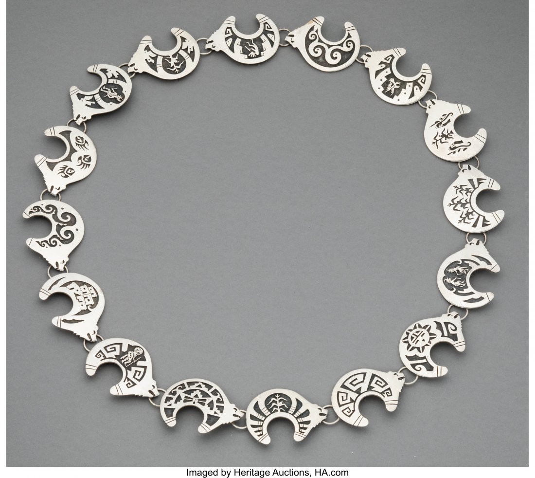 A Hopi Silver Link Belt  c. 1980  silver, stampe (1 of 1)