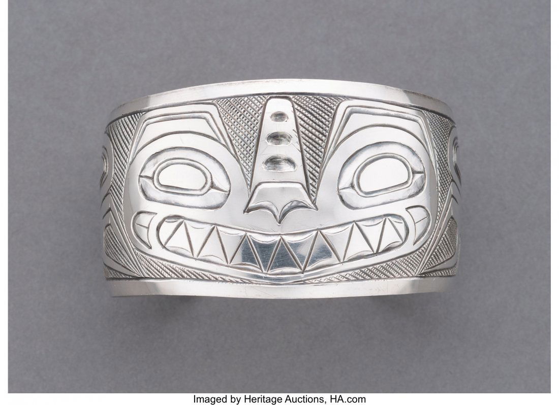 A Northwest Coast Engraved Silver Bracelet  c. 1 (1 of 2)