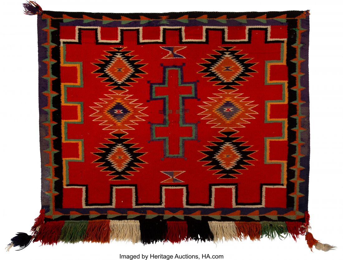 A Navajo Germantown Saddle Blanket   c. 1885  co (1 of 2)