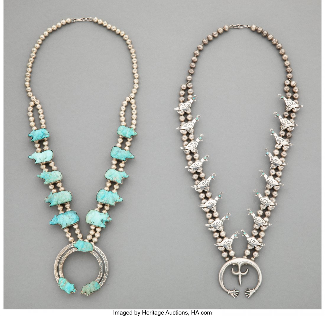 Two Navajo Squash Blossom Necklaces  c. 1975  si (1 of 1)