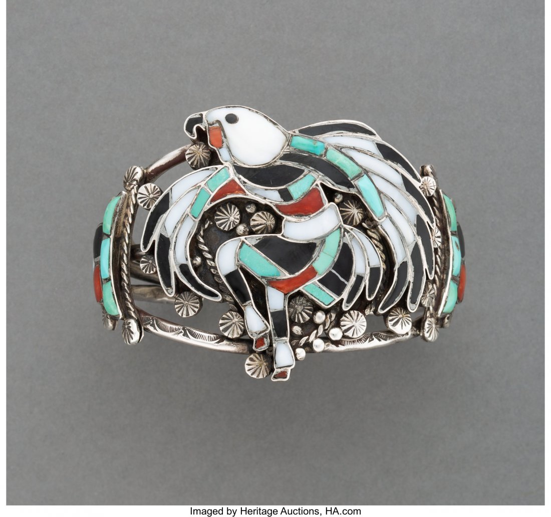 A Zuni Bracelet  John B. Lucio c. 1960  silver, (1 of 2)