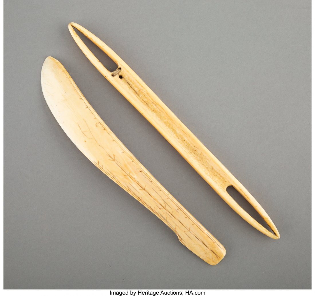 Two Eskimo Implements  c. 1890  including a stor (1 of 2)