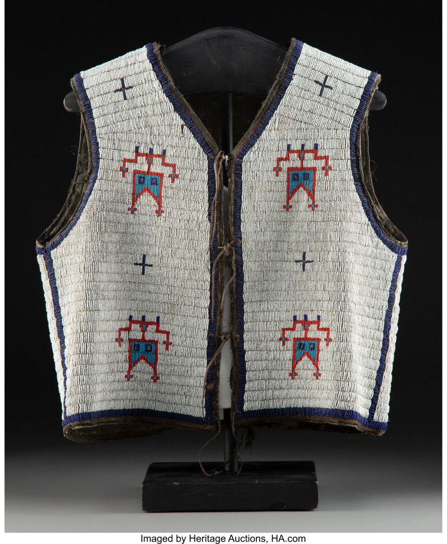 A Sioux Man's Beaded Hide Vest  c. 1920  hide, m (1 of 2)