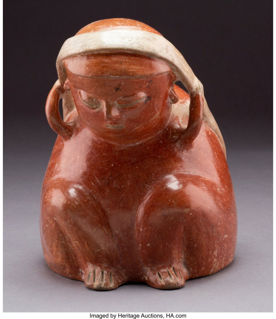 A Seated Figure with Tumpline and Bag  Probably (1 of 3)