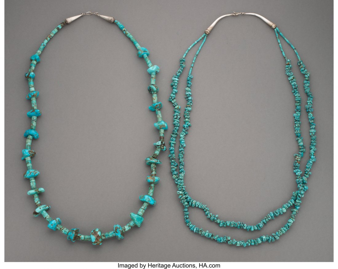 Two Pueblo Necklaces   c. 1970  Lengths: 16 inch (1 of 1)