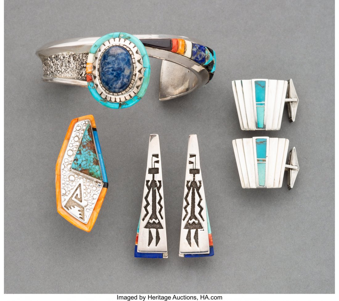 Four Southwest Jewelry Items   including a brace (1 of 1)