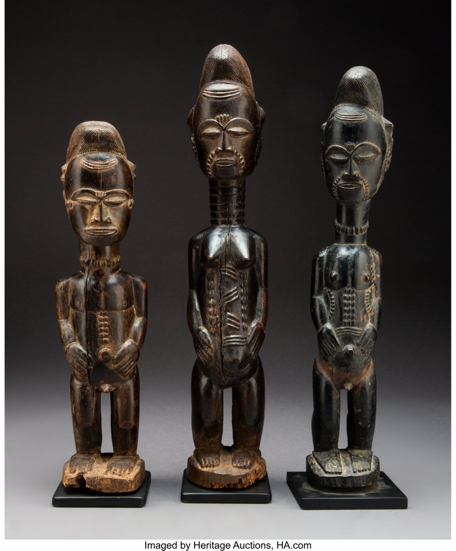 Three Baule Figures  Ivory Coast, early 20th cen (1 of 5)