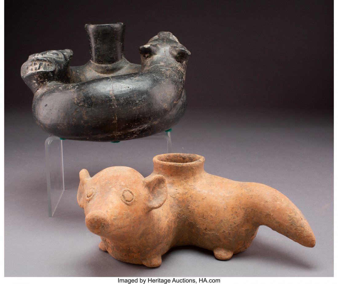 Two Pre-Columbian Vessels of Dogs in Curled Form (1 of 3)