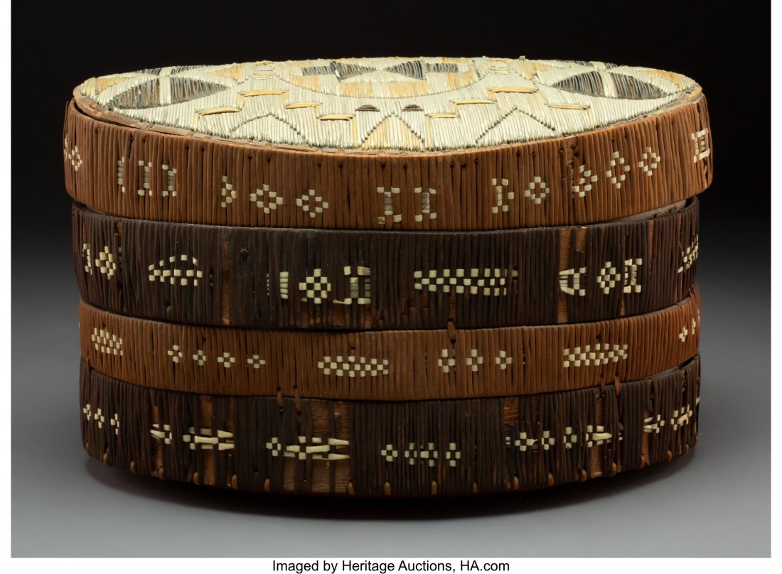A Micmac Quilled Birchbark Box  Length: 10 � (1 of 3)