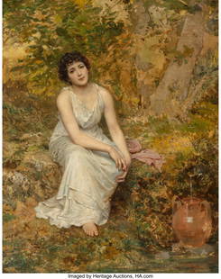 Sophie Anderson (British, 1823-1903) At the well: Sophie Anderson (British, 1823-1903) At the well Oil on canvas 50-1/4 x 40-1/4 inches (127.6 x 102.2 cm) Signed lower right: S. Anderson PROVENANCE: Private collection, Oklahoma City, Oklahoma; Thence
