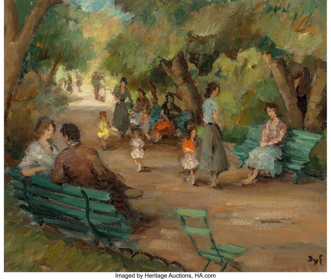 Marcel Dyf (French, 1899-1985) Parc Monceau, Par: Marcel Dyf (French, 1899-1985) Parc Monceau, Paris, 1950 Oil on canvas 18-1/4 x 21-1/2 inches (46.4 x 54.6 cm) Signed lower right: Dyf PROVENANCE: The artist; Private collection, Macon, Georgia, acqui