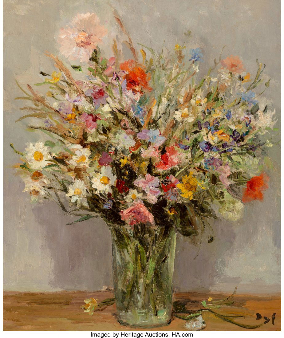 Marcel Dyf (French, 1899-1985) Fleurs du jardin,: Marcel Dyf (French, 1899-1985) Fleurs du jardin, 1972 Oil on canvas 21-3/4 x 18-1/4 inches (55.2 x 46.4 cm) Signed lower right: Dyf PROVENANCE: The artist; Gift to the present owner from Kimberly Knit