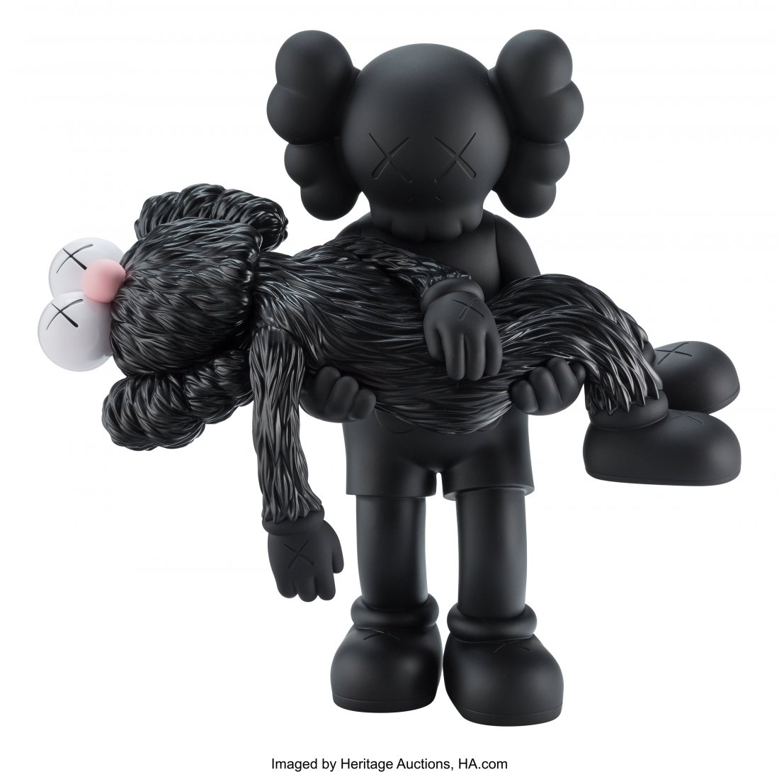 KAWS (b.1974) Gone (Black), 2019 Painted cast vi: KAWS (b.1974) Gone (Black), 2019 Painted cast vinyl 14-1/2 x 14-1/2 x 6 inches (36.8 x 36.8 x 15.2 cm) Open edition Stamped to the underside of the feet Produced by Medicom Toy, Tokyo HID03101062020 &