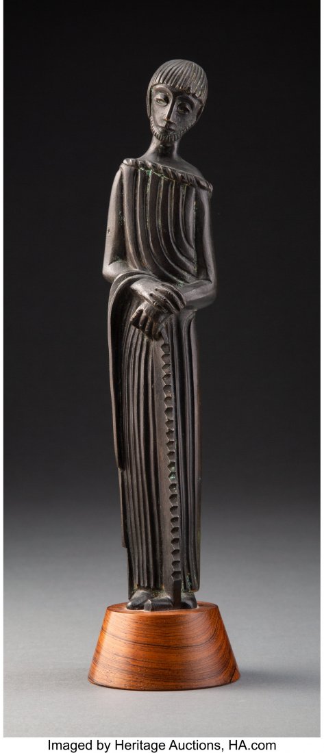 Jean Lambert-Rucki (French, 1888-1967) Apostle S: Jean Lambert-Rucki (French, 1888-1967) Apostle Simon the Zealot, early-mid 20th century Bronze, wood 11-1/4 inches (28.6 cm) Incised JL RUCKI, MADE IN FRANCE Cast by Cheret Paris HID03101062020 ©