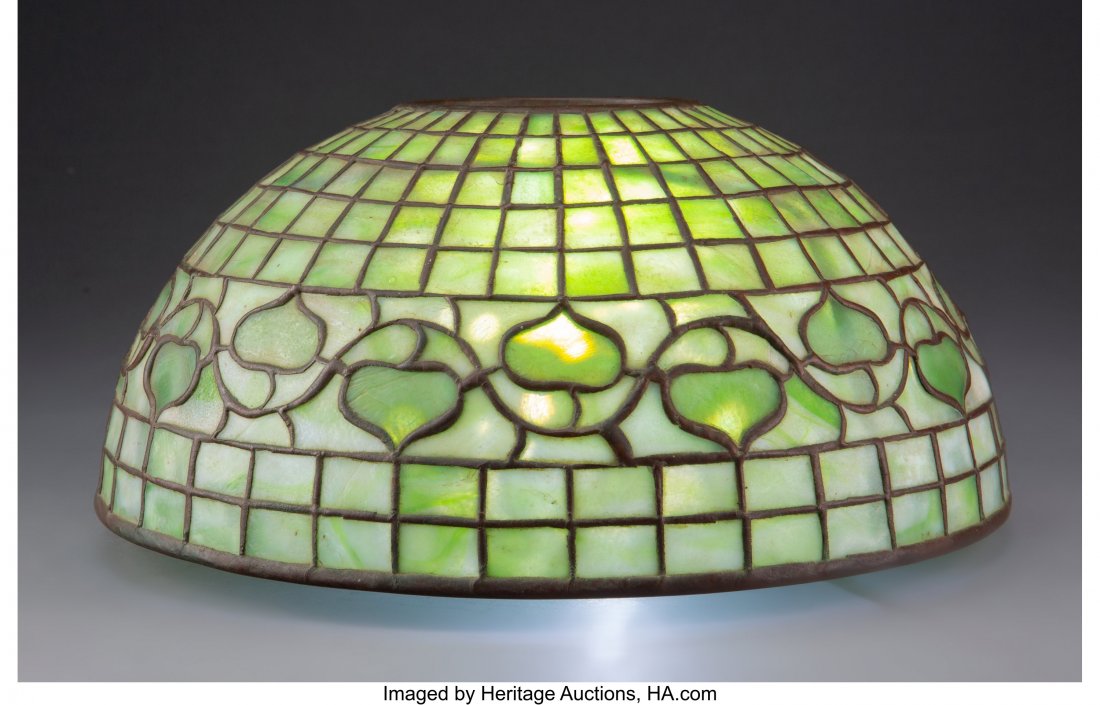Tiffany Studios Leaded Glass AcornLamp Shade, ci: Tiffany Studios Leaded Glass AcornLamp Shade, circa 1910 Marks: TIFFANY STUDIOS, NEW YORK, 1410 5-1/4 x 12 inches (13.3 x 30.5 cm) HID03101062020 © 2020 Heritage Auctions | All Rights Reserved