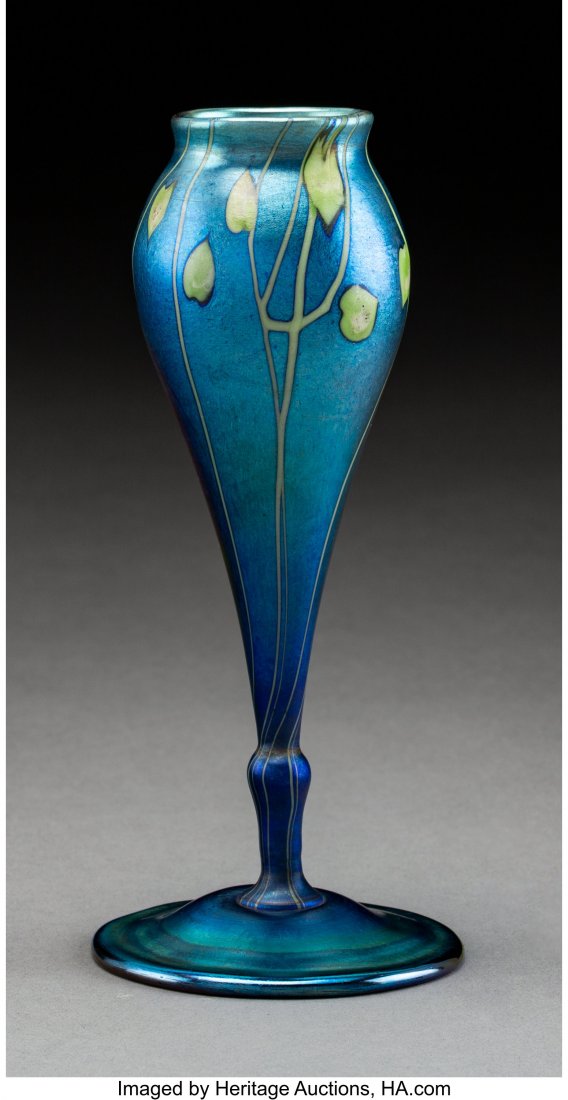 Tiffany Studios Favrile Glass Vase, circa 1915 M: Tiffany Studios Favrile Glass Vase, circa 1915 Marks: 3784, E, L.C. Tiffany-Favrile 6-1/4 inches (15.9 cm) HID03101062020 © 2020 Heritage Auctions | All Rights Reserved