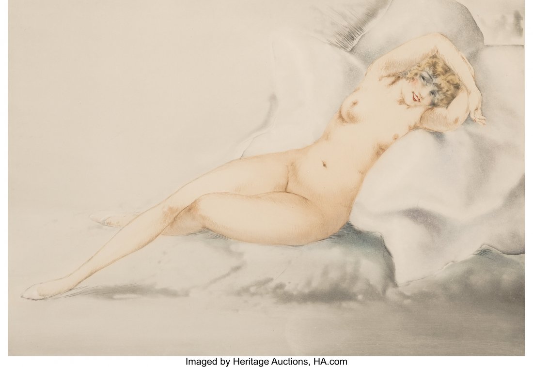 Louis Justin Laurent Icart (French/American, 188: Louis Justin Laurent Icart (French/American, 1888-1950) Rieuse, 1930 Etching in colors on wove paper 11-1/2 x 16-1/2 inches (29.2 x 41.9 cm) (image) A/65 Signed and numbered in pencil along lower edge