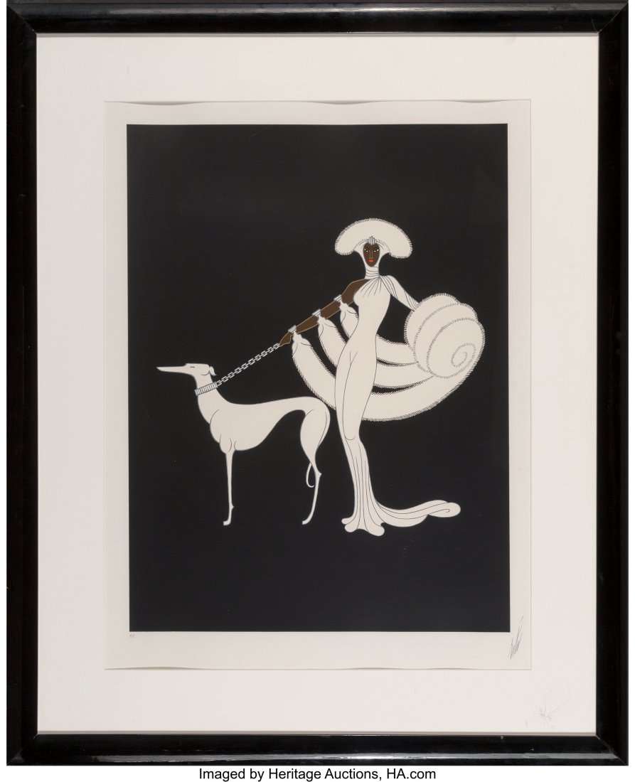 Erté (Romain de Tirtoff) (Russian/French,: Erté (Romain de Tirtoff) (Russian/French, 1892-1990) Ebony and White and Michelle (two works), circa 1980 Serigraph on paper 24-3/4 x 18-3/4 inches (62.9 x 47.6 cm) (larger, Ebony and White) Ed