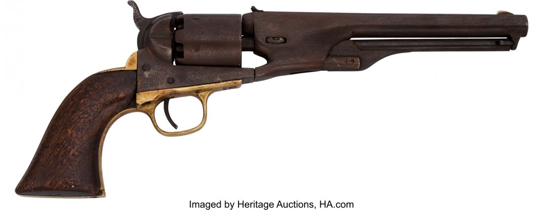 Colt Model 1861 Navy Percussion Revolver. Seri: Colt Model 1861 Navy Percussion Revolver. Serial no. 16459 [barrel, frame, triggerguard and butt], .36 caliber, 7 1/2-inch barrel with fixed front and rear sights. Blued and case-hardened finish. Bras