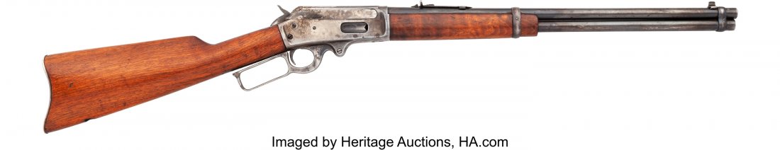 Marlin Model 93 Lever Action Rifle. Serial no.: Marlin Model 93 Lever Action Rifle. Serial no. 2282, .32 caliber, 20-inch barrel with fixed front sight and rear elevation sight. Blued and case-hardened finish. Smooth walnut straight stock and fore-