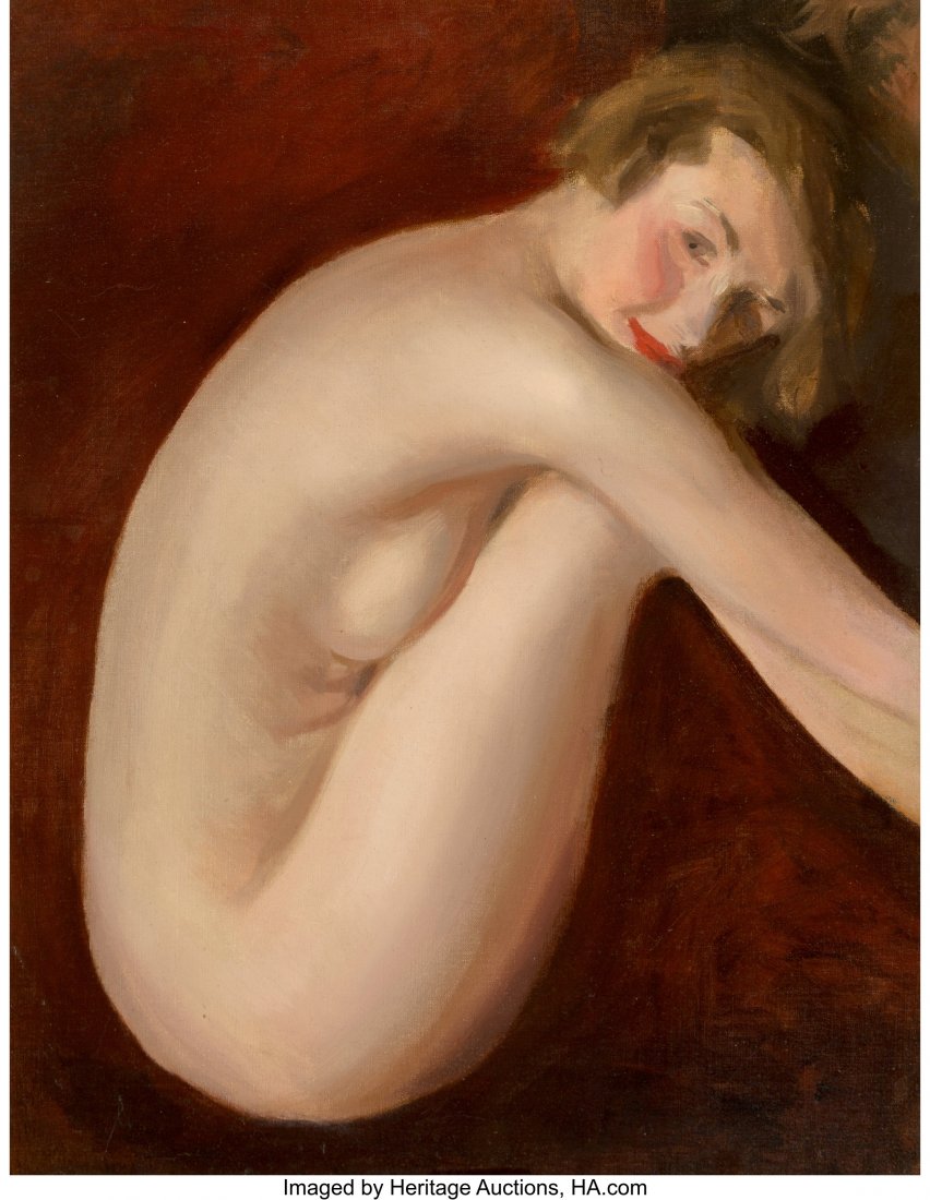 Circle of George Benjamin Luks (American, 1867-1: Circle of George Benjamin Luks (American, 1867-1933) Folded Nude Oil on canvas 27-1/2 x 21-1/2 inches (69.9 x 54.6 cm) HID03101062020 © 2020 Heritage Auctions | All Rights Reserved