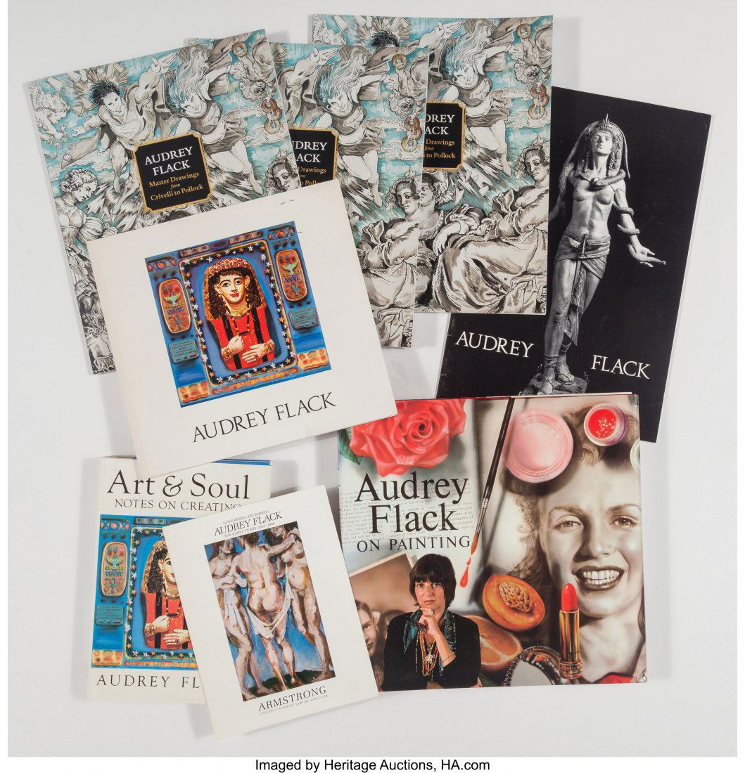 Collection of books on artist Audrey Flack (Amer: Collection of books on artist Audrey Flack (American, b. 1931) Two hardcovers, five paperbacks, and one pamphlet 10 x 10-1/2 x 1 inches (25.4 x 26.7 x 2.5 cm) (largest publication) Hardcover dedicated