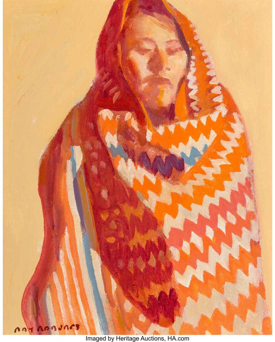 Ray Roberts (American, b. 1954) Native Oil on ca: Ray Roberts (American, b. 1954) Native Oil on canvas laid on board 9-1/2 x 7-1/4 inches (24.1 x 18.4 cm) Signed lower left: Ray Roberts HID03101062020 © 2020 Heritage Auctions | All Rights Reserv