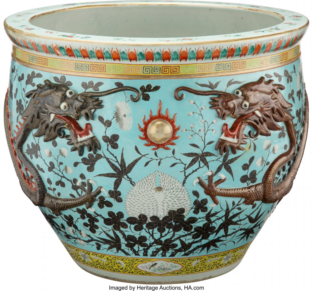 A Chinese Partial Gilt Porcelain Fish Bowl 21-1/: A Chinese Partial Gilt Porcelain Fish Bowl 21-1/2 x 22 inches (54.6 x 55.9 cm) PROPERTY FROM THE ESTATE OF STUART CUTSHALL, DALLAS, TEXAS HID03101062020 © 2020 Heritage Auctions | All Rights Rese