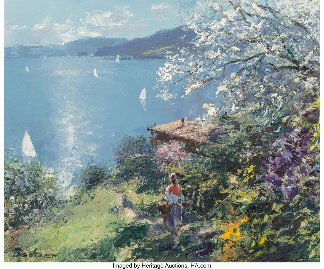 Hans Joseph Wilhelm Becker (German, b. 1930) Spr: Hans Joseph Wilhelm Becker (German, b. 1930) Spring Lake Oil on canvas 19-1/4 x 23-1/4 inches (48.9 x 59.1 cm) Signed lower left: Becker HID03101062020 © 2020 Heritage Auctions | All Rights Reser