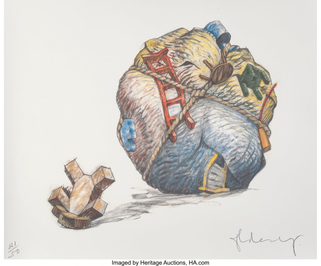 Claes Oldenburg (b. 1929) and Coosje Van Bruggen: Claes Oldenburg (b. 1929) and Coosje Van Bruggen (1942-2009) House Ball with Fallen Toy Bear, 1997 Lithograph in colors on Japanese watercolor paper 35-1/2 x 44-1/8 inches (90.2 x 112.1 cm) (sheet) Ed