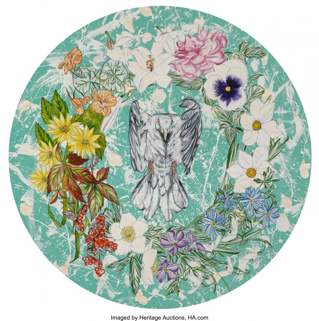 John Newsom (b. 1971) The Messenger and the Medi: John Newsom (b. 1971) The Messenger and the Medium, 2010 Oil on canvas 54 x 54 inches (137.2 x 137.2 cm) Signed, dated, titled, and inscribed on the reverse: J Newsom / The Messenger / and the Medium