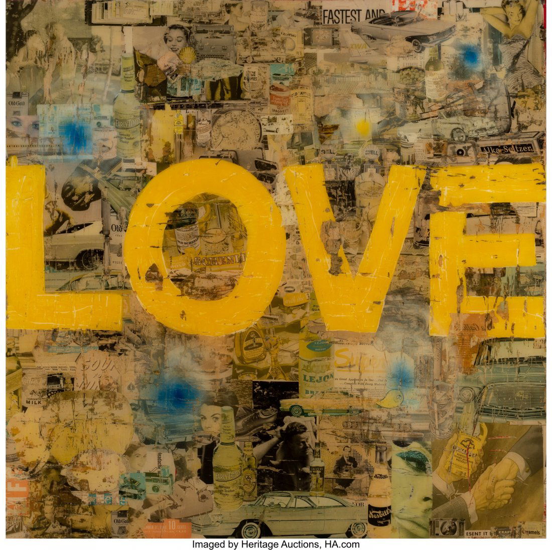 Greg Miller (b. 1951) Love 3, 2008 Oil, paper, a: Greg Miller (b. 1951) Love 3, 2008 Oil, paper, and resin on panels 48 x 48 inches (121.9 x 121.9 cm) Signed, dated, and titled on the reverse: Greg Miller / 2008 / "Love 3" / [Venice, LA, T] With whim
