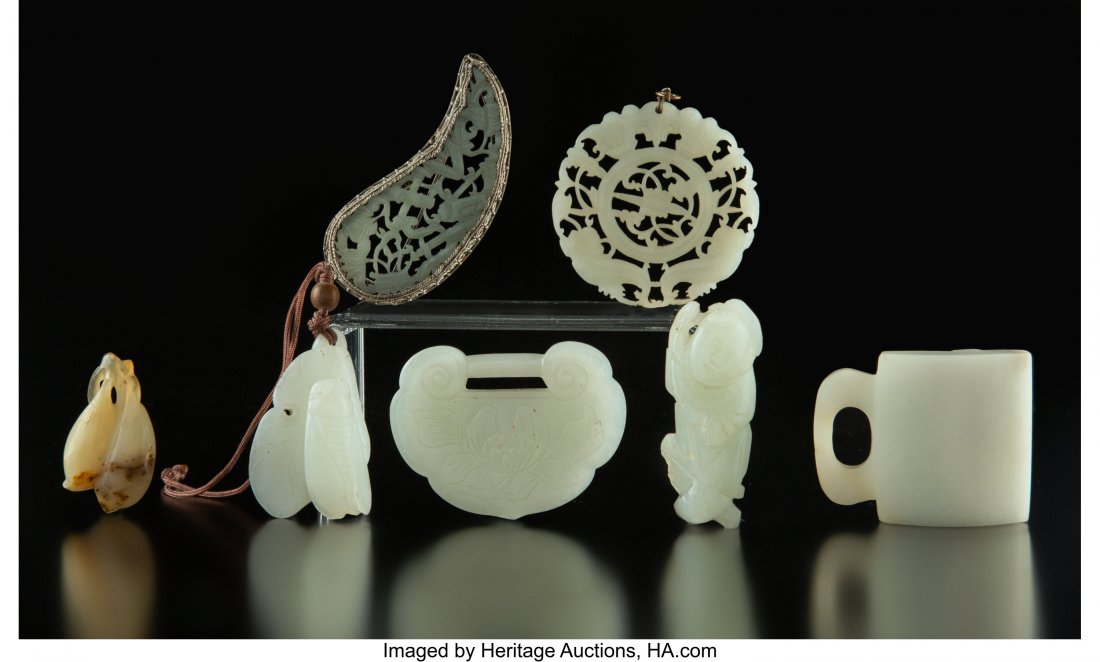 A Group of Seven Chinese Jade Carvings 2-1/8 inc (1 of 2)