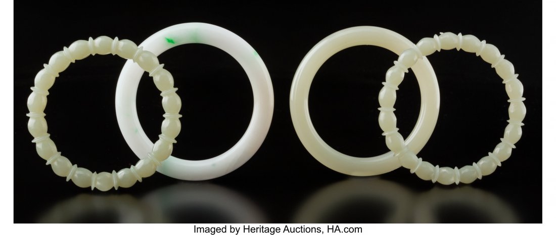 A Group of Four Chinese Jade Bangles 3-1/8 x 0-3 (1 of 2)