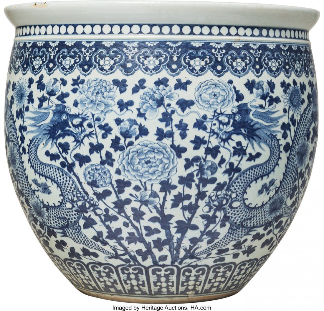 A Large Chinese Blue and White Porcelain Jardini (1 of 2)