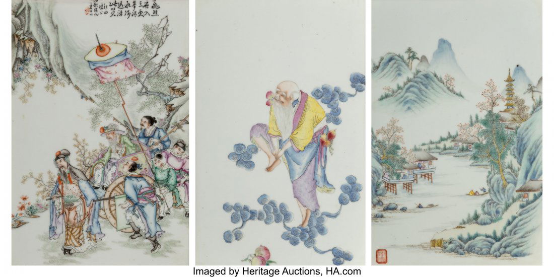 A Group of Three Chinese Enameled Porcelain Plaq (1 of 7)