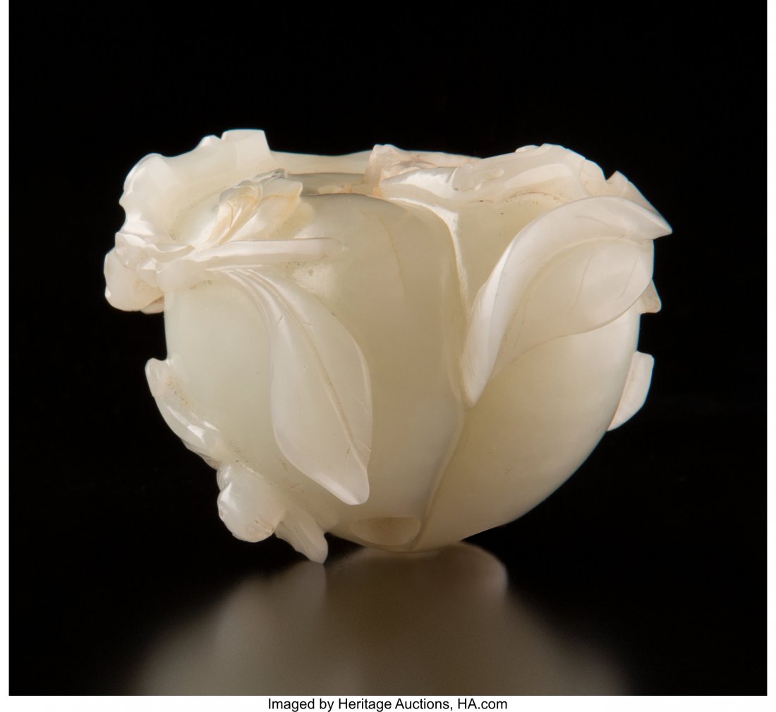 A Chinese Carved White Jade Bat and Peach Toggle (1 of 6)
