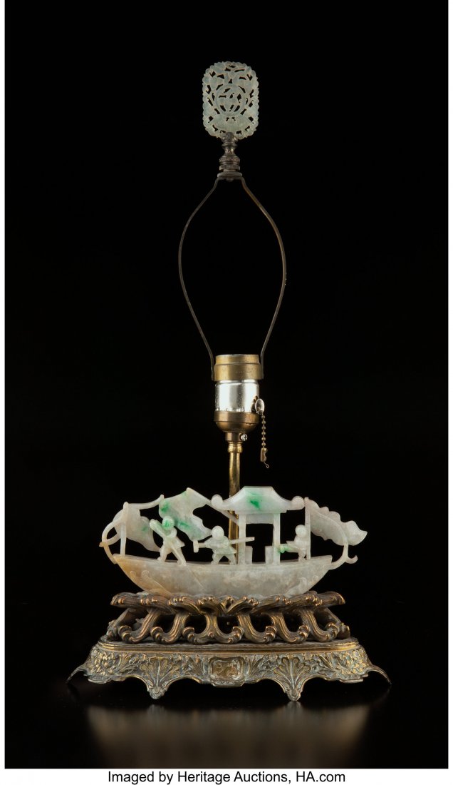 A Chinese Jadeite Lamp with a White Jadeite Fini (1 of 2)