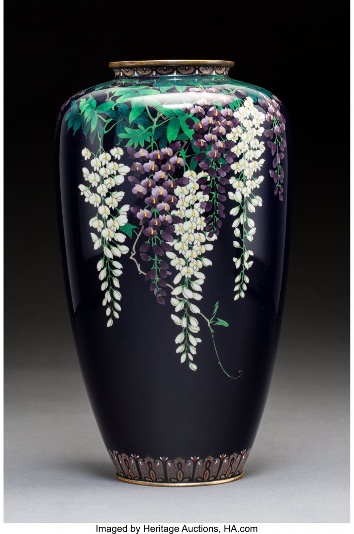 An Ota Hyozo Cloisonné Vase, Meiji Period: An Ota Hyozo Cloisonné Vase, Meiji Period Marks: Two-character impressed maker's mark 9-3/4 x 5-5/8 inches (24.8 x 14.3 cm) HID03101062020 © 2020 Heritage Auctions | All Rights Reserved