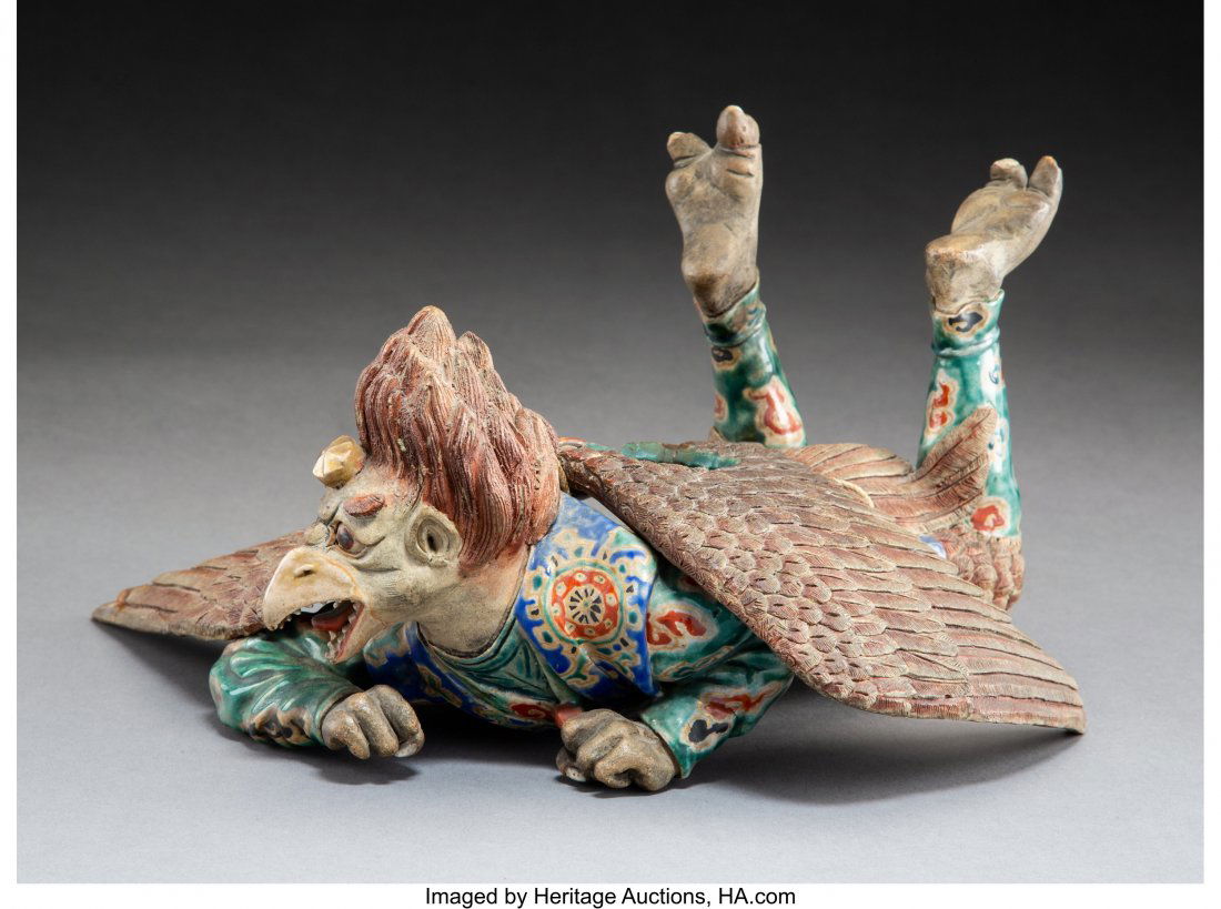 A South Asian Porcelain Winged Beast 6 x 12-1/8 (1 of 2)
