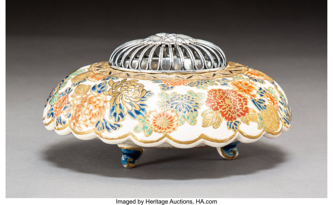 A Japanese Enameled and Partial Gilt Satsuma War (1 of 3)