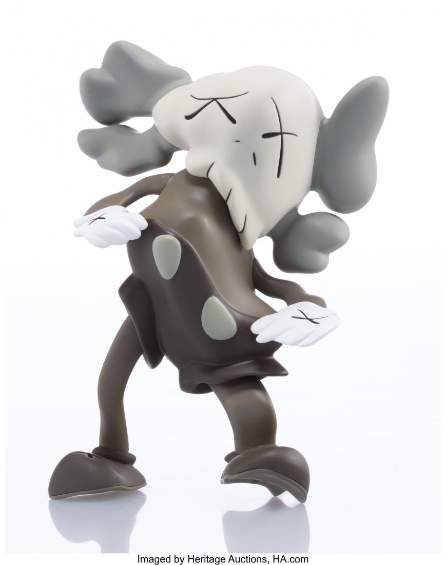 KAWS X Robert Lazzarini Companion (Brown), 2010: KAWS X Robert Lazzarini Companion (Brown), 2010 Painted cast vinyl 7 x 5-1/4 x 2-1/2 inches (17.8 x 13.3 x 6.4 cm) Stamped to the underside of the feet Produced by Medicom Toy and OriginalFake, Tokyo