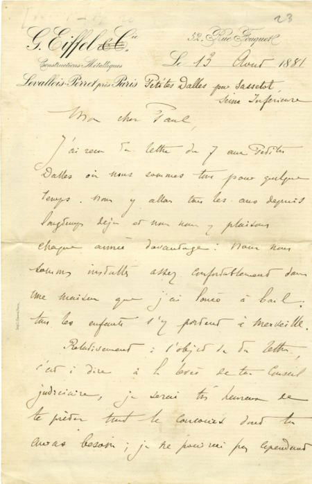 Alexandre Gustave Eiffel Autograph Letter Signed