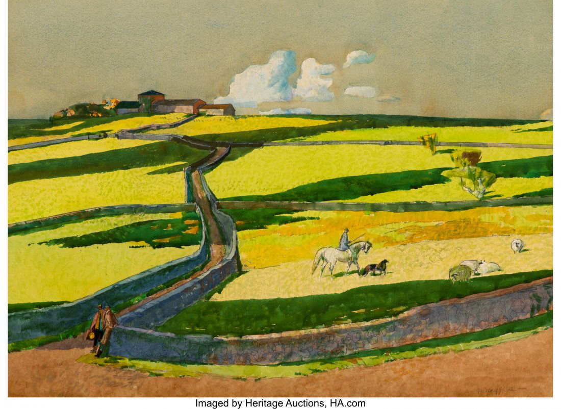 Millard Sheets (American, 1907-1989) Scotland, 1: Millard Sheets (American, 1907-1989) Scotland, 1964 Watercolor on paper 28 x 36 inches (71.1 x 91.4 cm) (sheet) Signed and dated lower right: Millard Sheets / 1964 PROVENANCE: Arthur Tooth & Sons