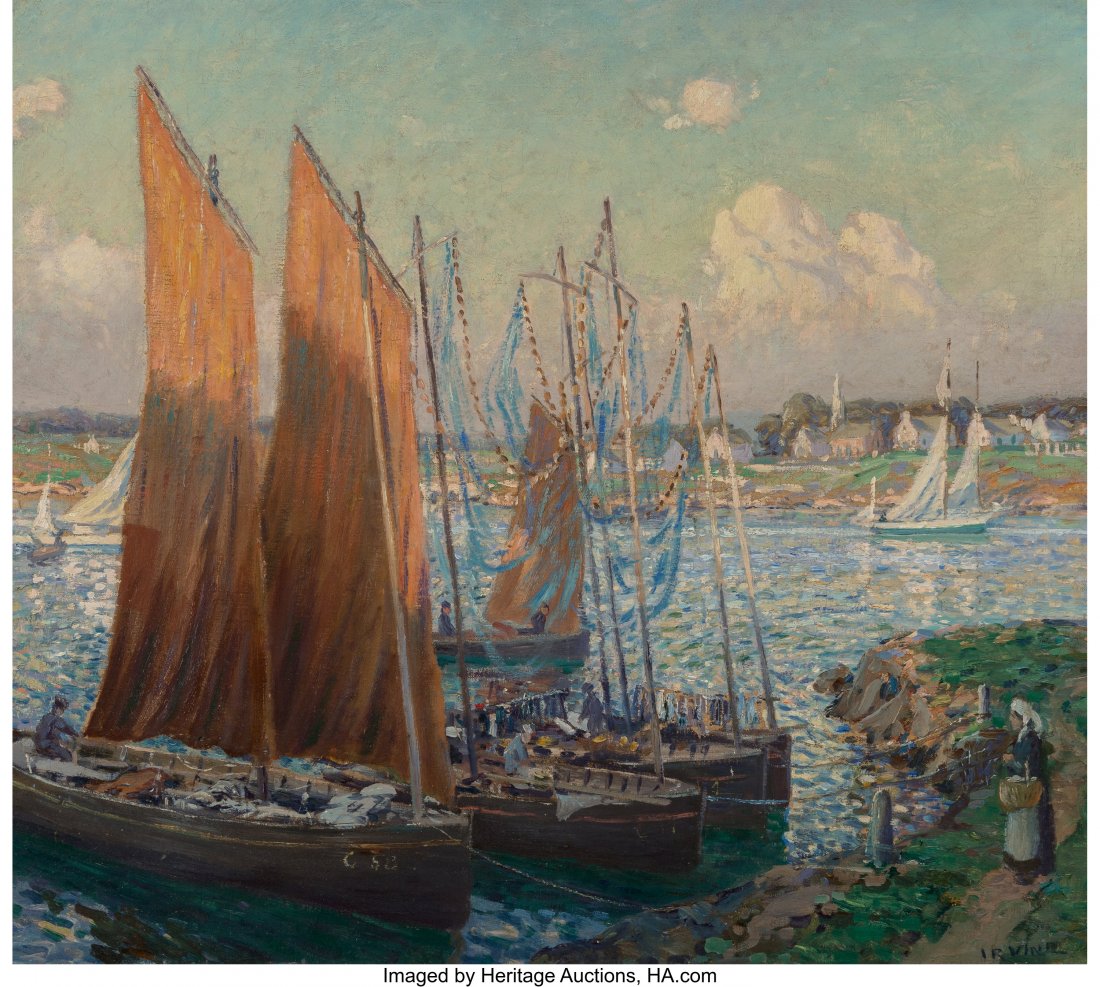 Wilson Henry Irvine (American, 1869-1936) Summer: Wilson Henry Irvine (American, 1869-1936) Summer Day at the Harbor Oil on canvas 24 x 27 inches (61.0 x 68.6 cm) Signed lower right: Irvine PROVENANCE: Private collection, Chicago, Illinois; Estate of