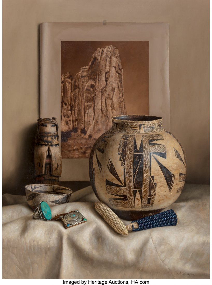 William Acheff (American, b. 1947) Old Zuni, 198: William Acheff (American, b. 1947) Old Zuni, 1984 Oil on canvas 38 x 28 inches (96.5 x 71.1 cm) Signed and dated lower right: Wm. Acheff 1984 PROPERTY FROM THE L.D. "BRINK" BRINKMAN COLLECTION PROVENA